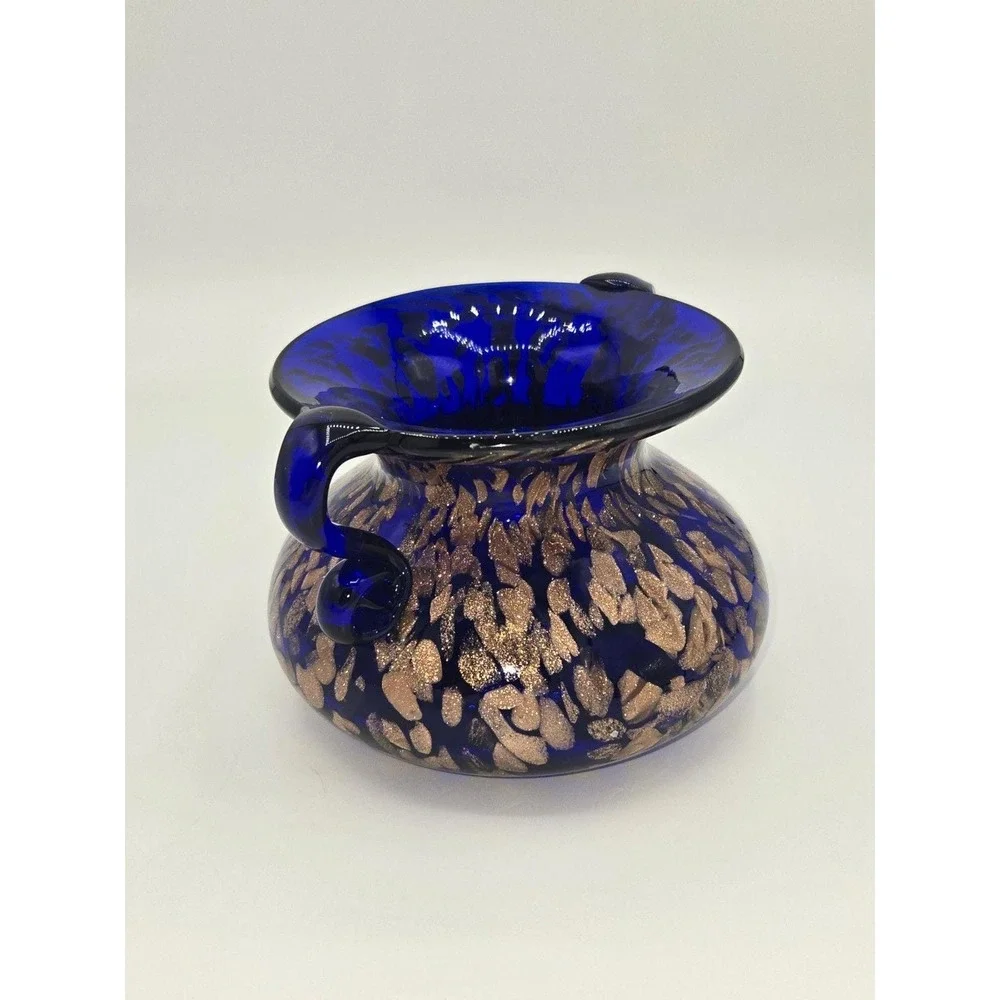 Joska Designs Silberberg Kristal Mundgeblasen Bavaria Cobalt Aventurine Vase